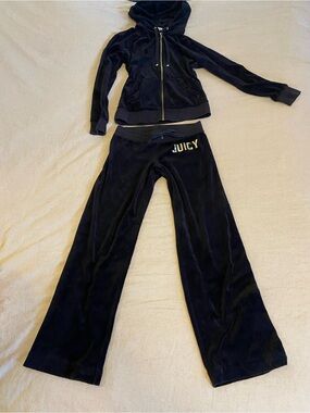 Y2K Juicy Couture Black Velour tracksuit S